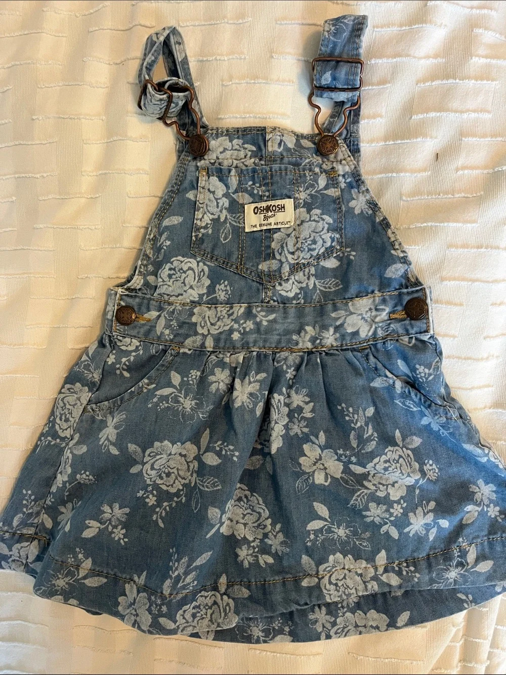OshKosh B'gosh Denim Floral Overalls Set - Blue and Pink